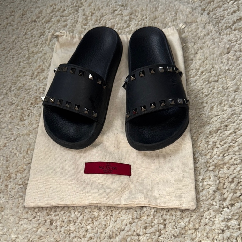 Valentino Black Studded Women’s Slides 38